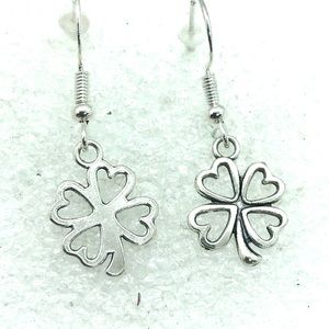 Clover leafs charms earrings on silver 925 hooks Nse